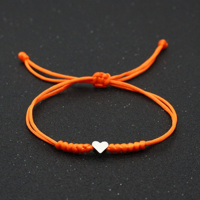 Wholesale Versatile Silver Love Hand Woven Couple Handmade Red Rope Bracelet Heart Bracelets JDC-BT-SX001