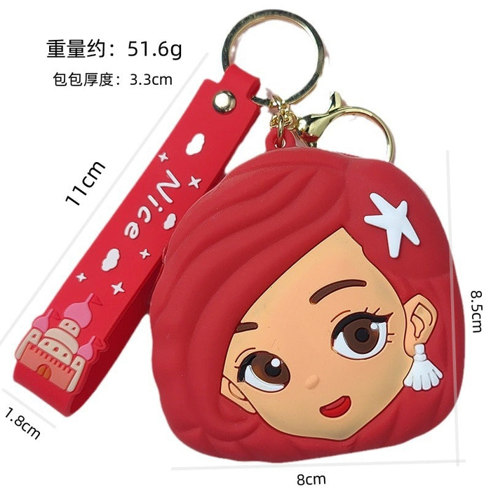Wholesale Cute cartoon coin purses and keychains for girls in various colors.
