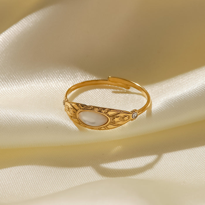 Wholesale French retro stainless steel zircon open ring ring star titanium steel jewelry