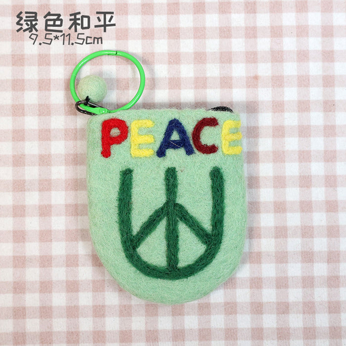 Wholesale Wool Felt Soft Cute mini Coin Purse Bus Card Bag Cute Smiley