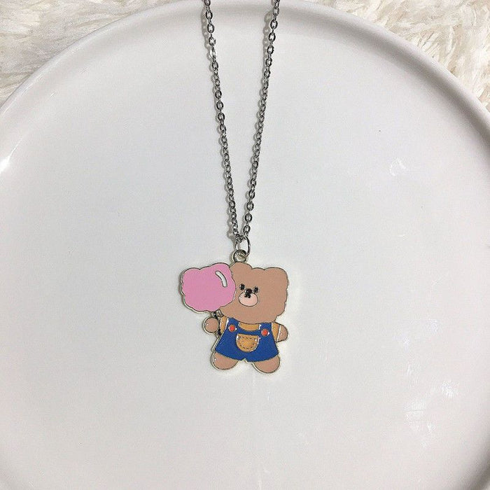 Wholesale Cartoon Style Smiling Bear Personality Pendant Stainless Steel Children's Necklace JDC-NE-YSJZ003