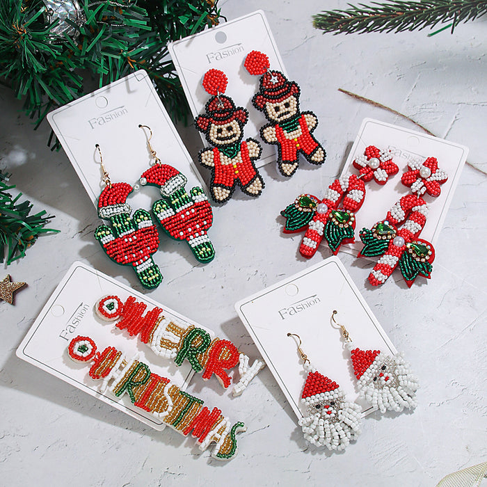 Wholesale Christmas Beaded Series Earrings