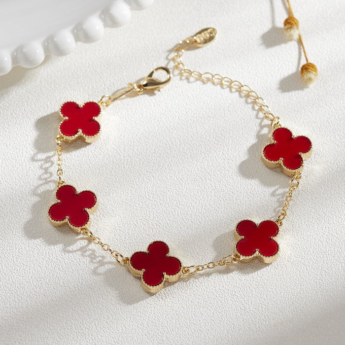 Wholesale four-leaf clover bracelet for women South Korea simple ins Five-Flower fritillary good luck four-leaf clover all-match bracelet chain