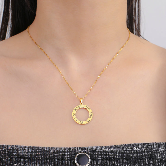 Wholesale Stainless steel leather rope necklace with a simple circular pendant