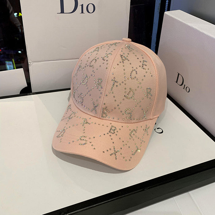 Wholesale New diamond studded hat, casual letter baseball cap, sun protection, duckbill cap