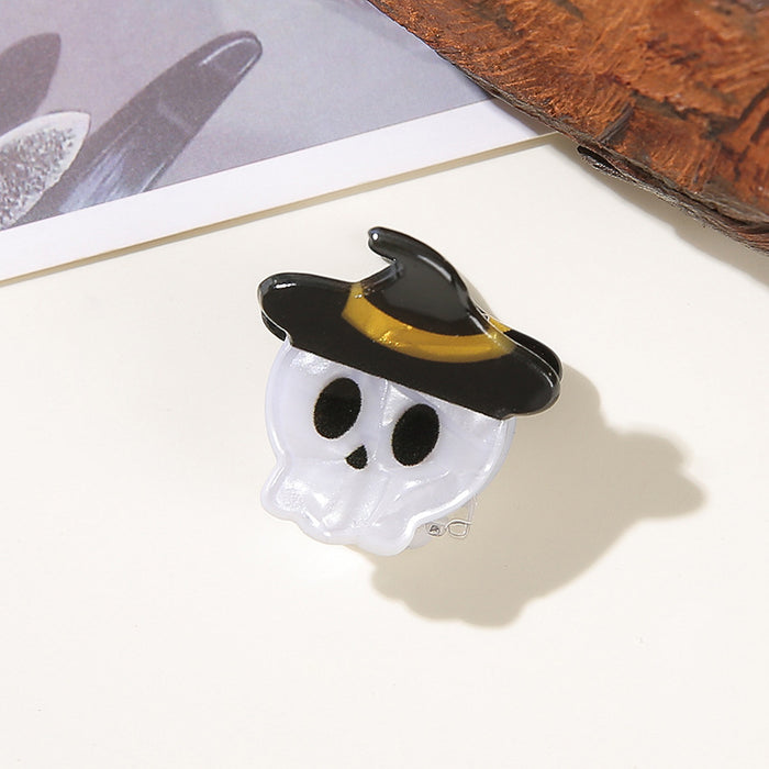 Wholesale Halloween imitation acetate  funny dark style shark clip personality creative pumpkin hairpin ghost clip