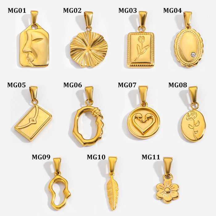 Wholesale 6pcs/set DIY Pendant Stainless Steel Plated 24K Gold Flower Heart  Geometric Jewelry Accessories