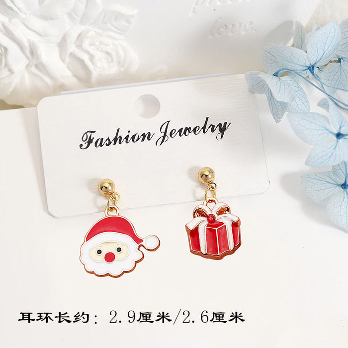 Wholesale Alloy Christmas Earrings Santa Reindeer Bell Pendant Boutique Resale MOQ≥2