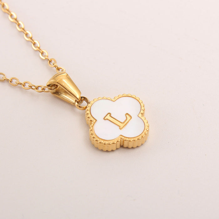 Wholesale gold-plated letter necklace women four-leaf letter pendant necklace jewelry