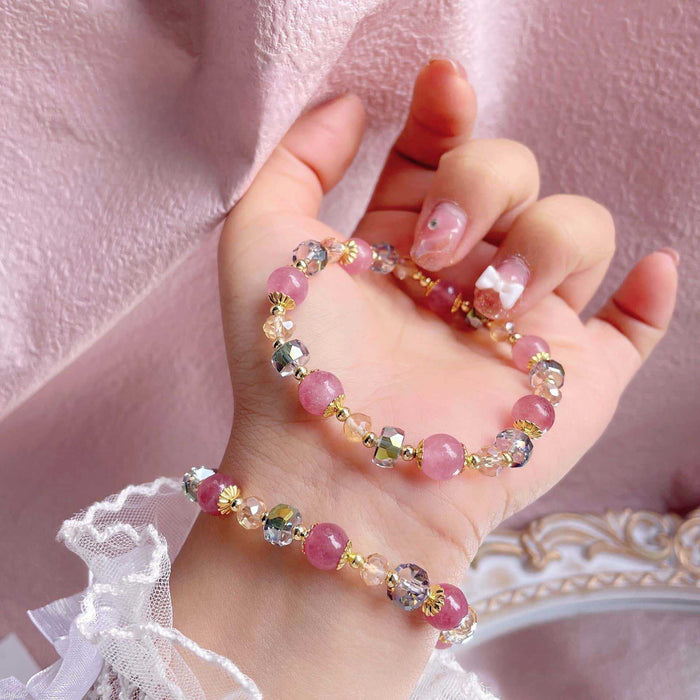 Wholesale New Peach Blossom Crystal Beaded Bracelet for Fashion