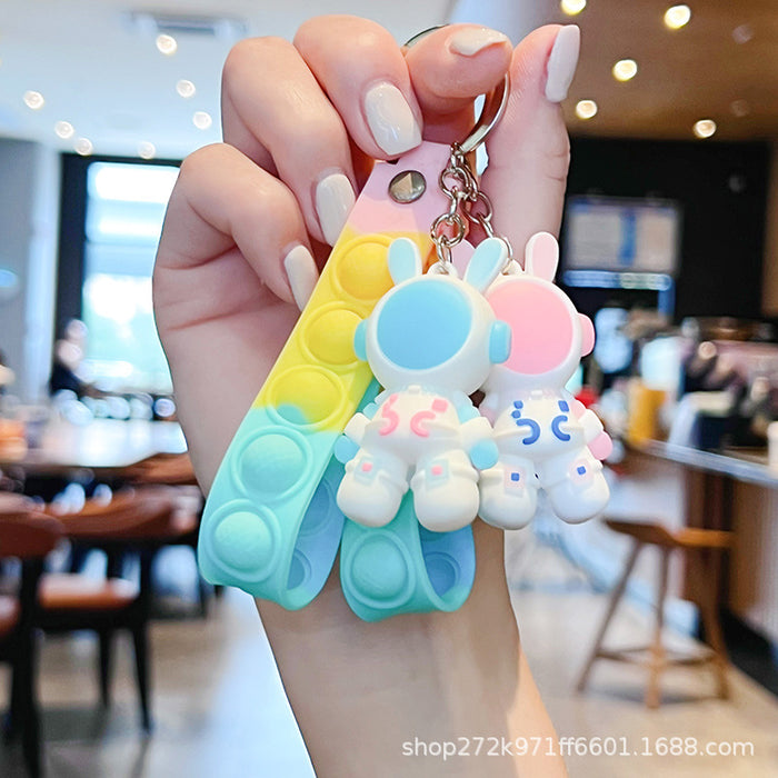 Wholesale  Cartoon Astronaut Keychain Schoolbag Anti-lost Spaceman Space Rabbit Doll Couple Pendant Accessories