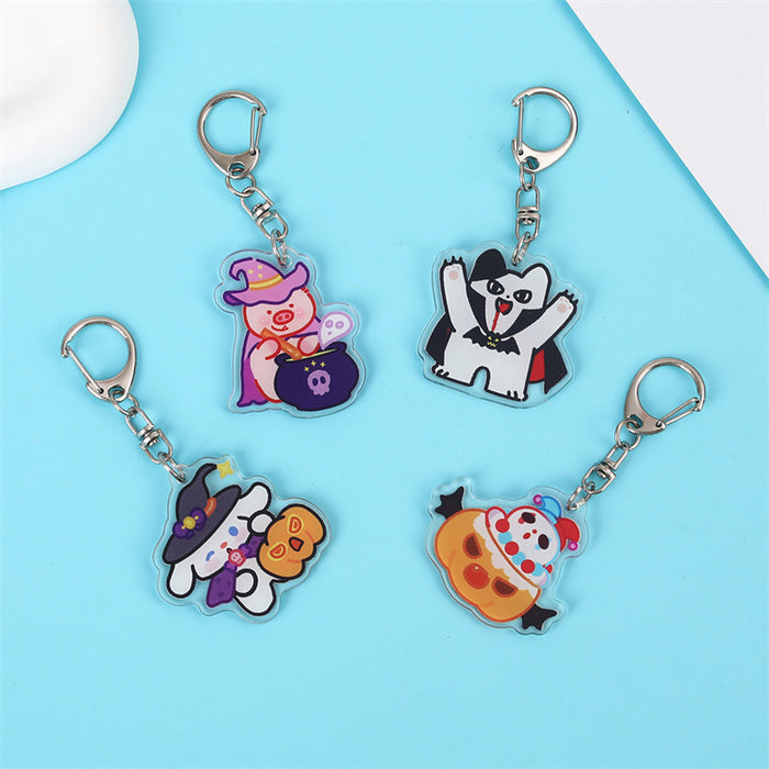 Wholesale Acrylic  Pumpkin Ghost Keychain Cute Double-sided Pendant Fashion Accessory for Gift