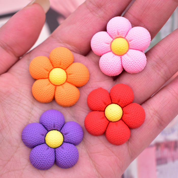 Wholesale Cartoon five petal flower 3D three-dimensional DIY hole shoe buckle PVC soft rubber detachable decorative accessory