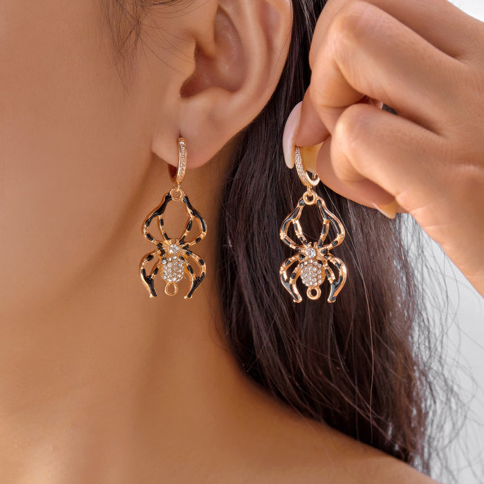 Wholesale  Earrings Fashion Creative  Painting Oil Flower Skull Ear Hook Earrings