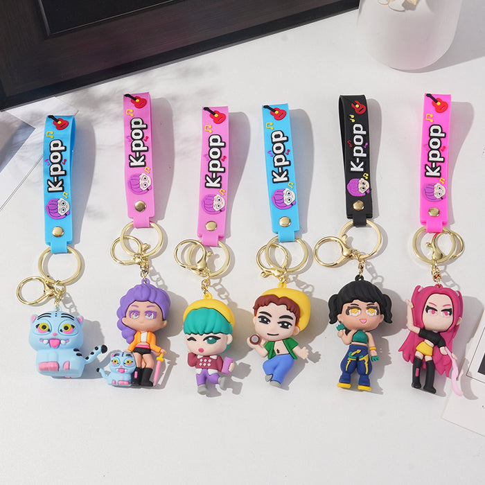 Wholesale Trendy K Pop Witch Girl Group Cartoon  PVC Keychain Backpack Pendant Bag Charm For Everyday Styling