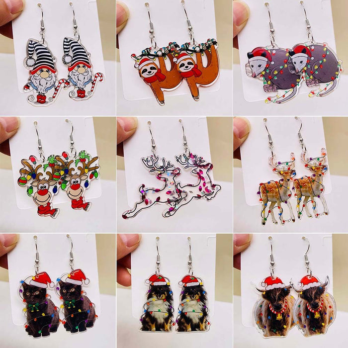 Wholesale Christmas creative acrylic earrings personalized colorful elk earrings