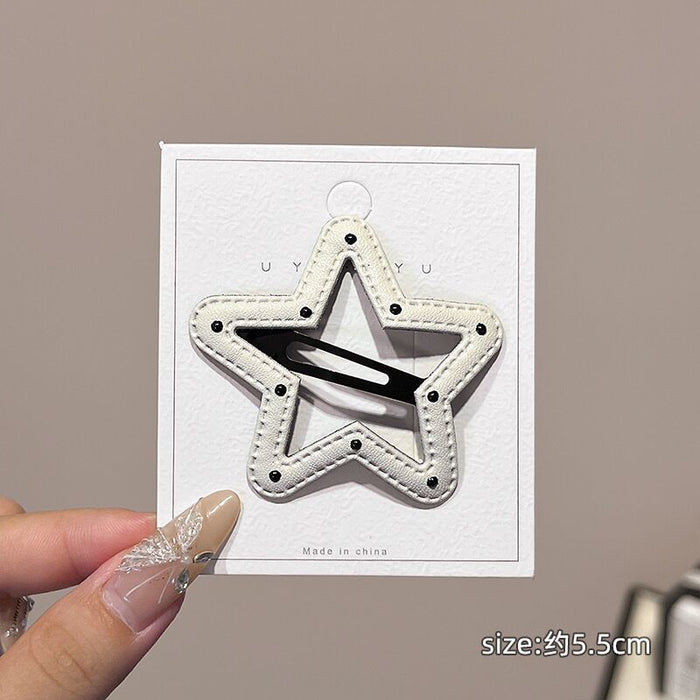 Wholesale Black and White Polka Dot Leather Snap Clips for Kids ( Spring/ Summer)