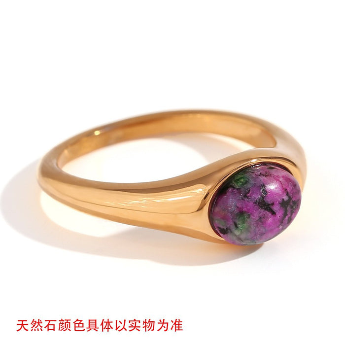 Wholesale Personalized Oil-Drip Ring Stainless Steel Plated with Gold Peach Heart Flower