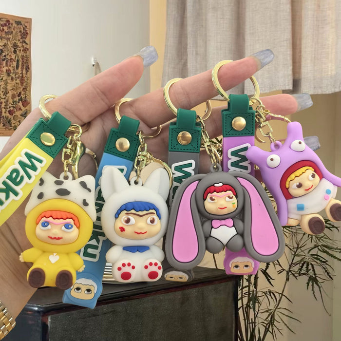 Wholesale Cartoon soft rubber 3D doll pendant Keychains