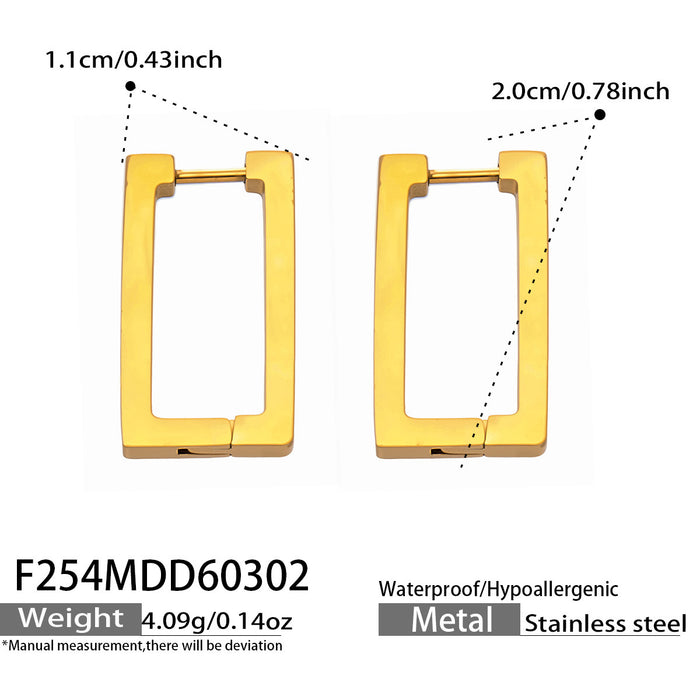 Wholesale Minimalist Geometric Rectangular Stainless Steel Hoop Earrings
