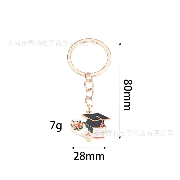 Wholesale key chain doctor cap graduation season alloy key chain student souvenir bag pendant