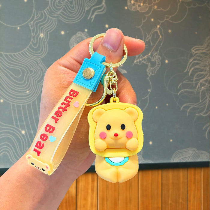 Wholesale Cartoon Silicone Butter Bear Doll Keychain JDC-KC-JuJi032