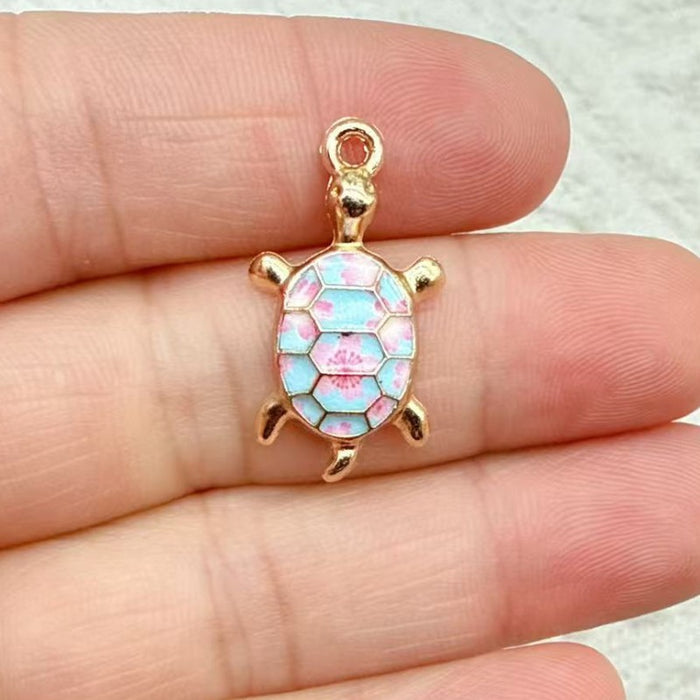 Wholesale 10pcs DIY Colorful Turtle Bracelet Pendant Alloy Oil Drip Accessories Hanging Earrings