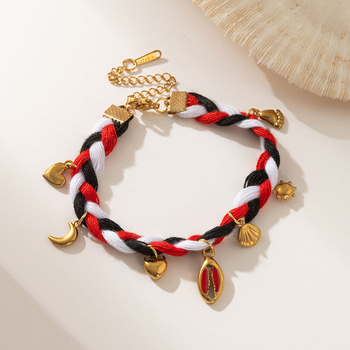 Wholesale New Stainless Steel Ocean Shell Bracelet Hand Woven Titanium Steel Heart shaped Holiday Rope Ornament