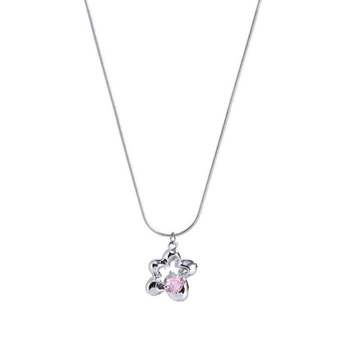 Wholesale Zircon flower pentagram necklace with new design, light luxury, niche collarbone