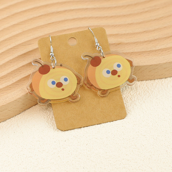Wholesale Cute Cartoon Bread Cake Big Eyes Fruit Apple Kitten Birthday Ladies Acrylic Earrings