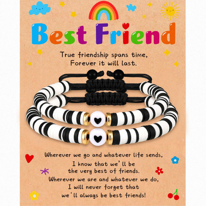 Wholesale Friend Card Woven Bracelet Friend Colored Soft Ceramic Love Bracelet Stretchable Friendship Woven Bracelet