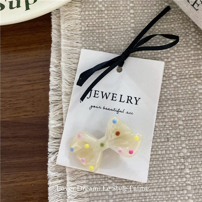 Wholesale Colorful polka dot love bow hair clip, cute bangs clip hair accessory