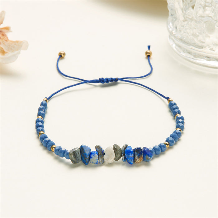 Wholesale hand-woven holiday style gravel beaded personality irregular stone woven adjustable bracelet