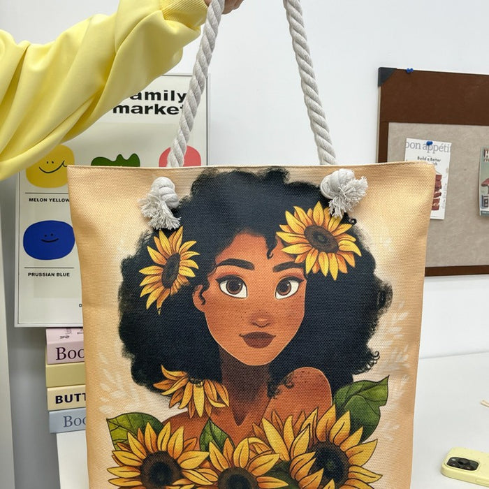 Wholesale Tourist shopping bag Tote bag Printed thick rope large capacity canvas bag Versatile creative handbag