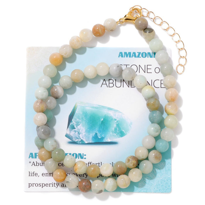 Wholesale 6mm stone bead necklace packaged with an adjustable clasp suitable as a collarbone necklace