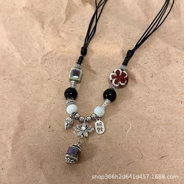 Wholesale Vintage butterfly bead collarbone chain necklace