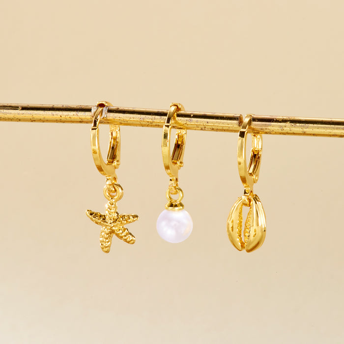 Wholesale Fashionable and Personalized Pearl Ear Buckle 3-Piece Retro Style Pendant Earrings