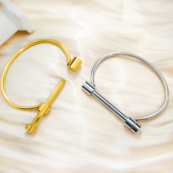 Wholesale Titanium steel horseshoe buckle bangle bracelet
