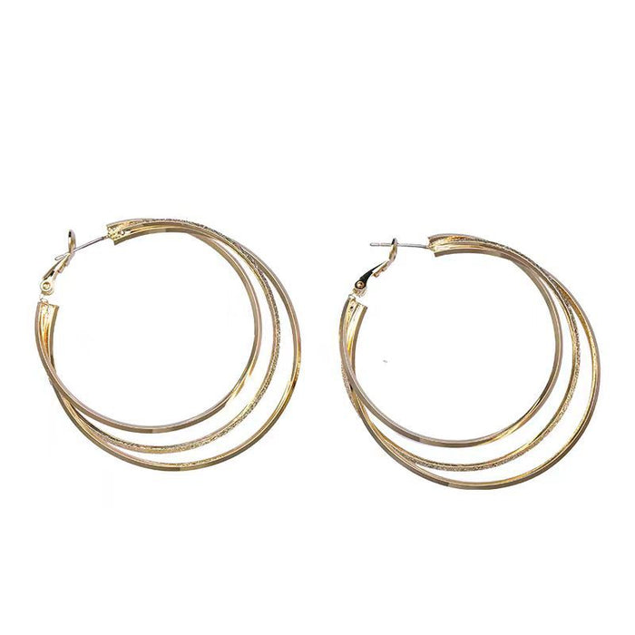 Wholesale Silver needle large ring earrings with multiple layers of large ear rings, exaggerated temperament earrings
