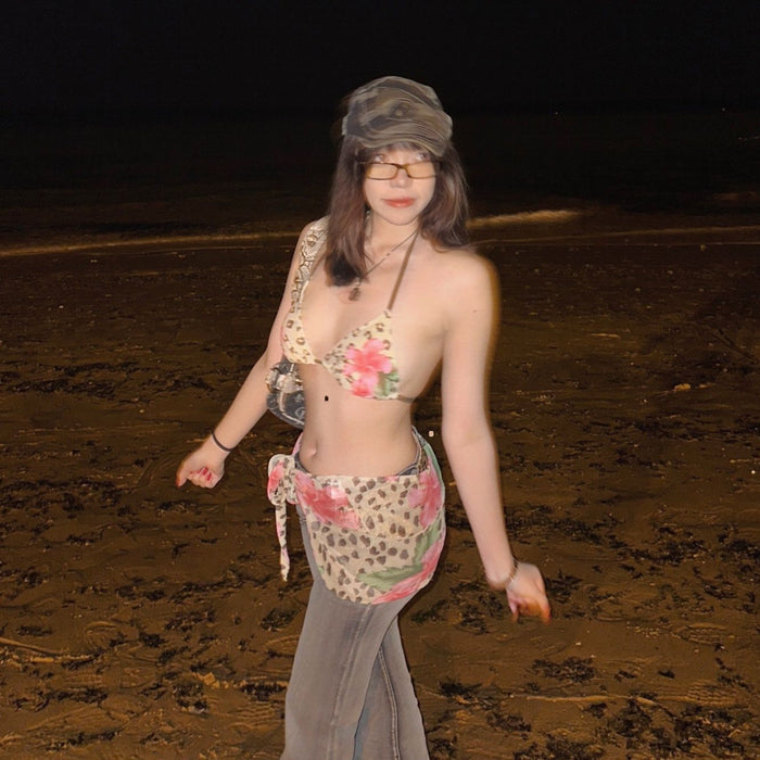 Wholesale New retro bikini split skirt three piece swimsuit