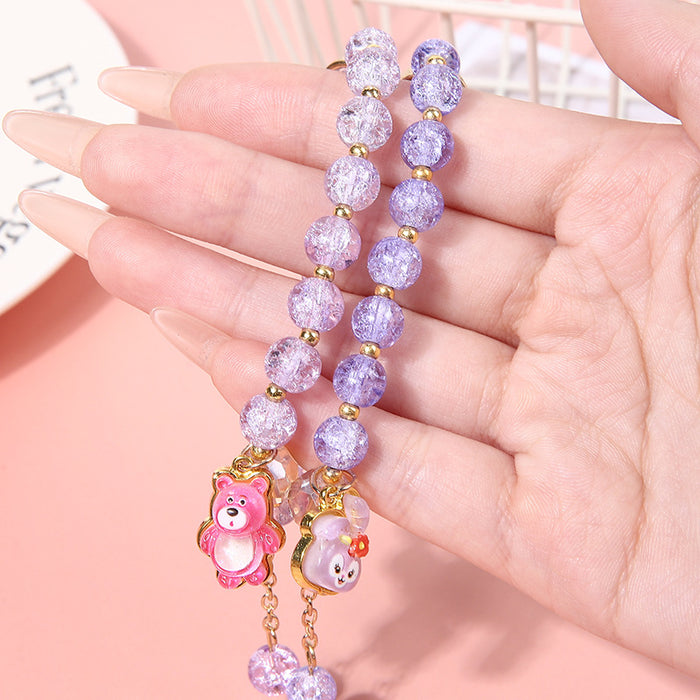 Wholesale Crystal bead bracelet cartoon pendant bracelet cute colored glass bracelet