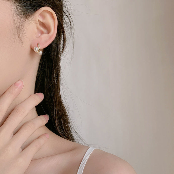 Wholesale  Simple Pearl Earrings Copper Gold-plated  Ear Ring Earrings for Women