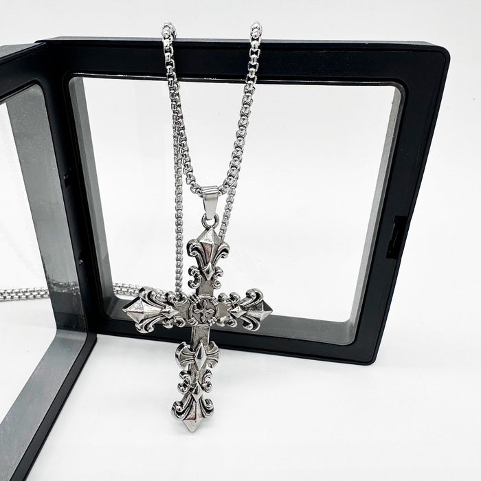 Wholesale Alloy Flame Cross Simple Pendant Men's Necklace JDC-NE-DanYuan004