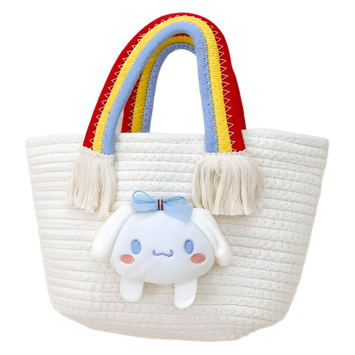 Wholesale Girls Bag Summer New Rainbow Cloud Handbag Woven Bag Large Capacity Straw Handbag