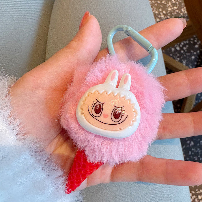 Wholesale Fun Girl Heart Ice Cream Keychain Cute Cartoon Rabbit Fur Ball Bag Pendant Keychain Ring Creative