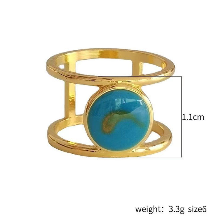 Wholesale Minimalist turquoise ring, niche design, versatile ring, fashionable and popular jewelry