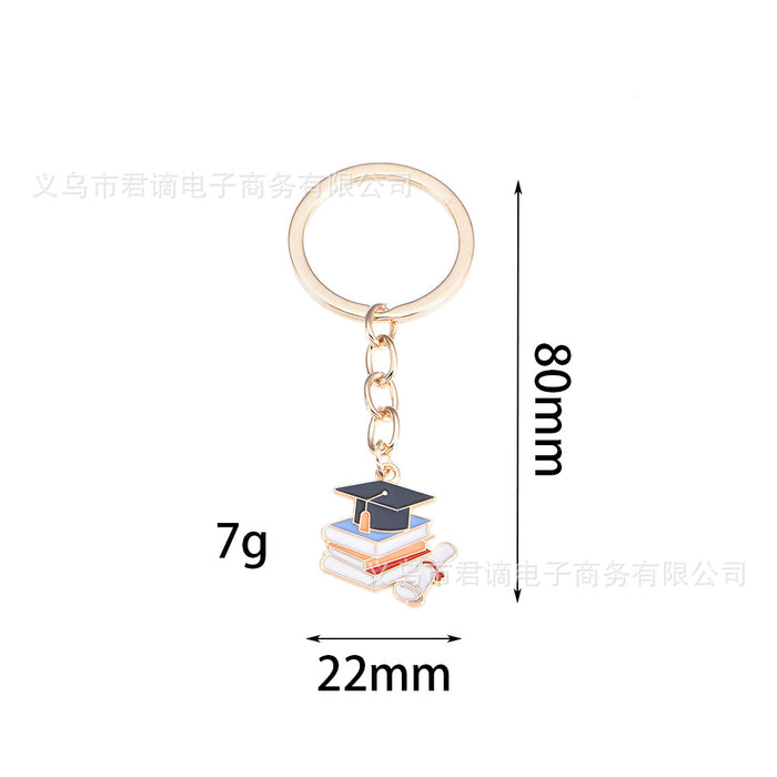 Wholesale key chain doctor cap graduation season alloy key chain student souvenir bag pendant