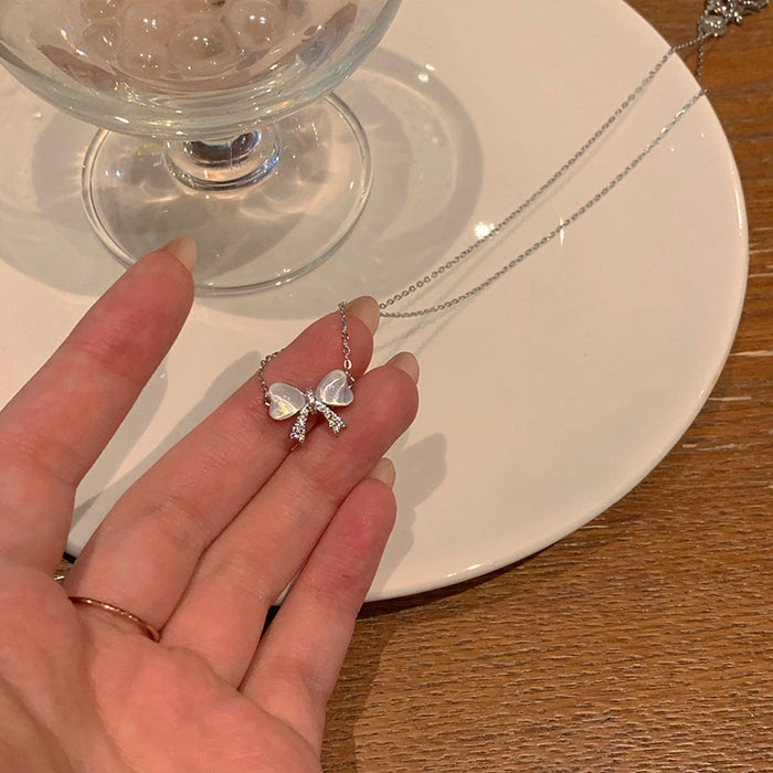 Wholesale Bow necklace, light luxury, niche design, collarbone chain