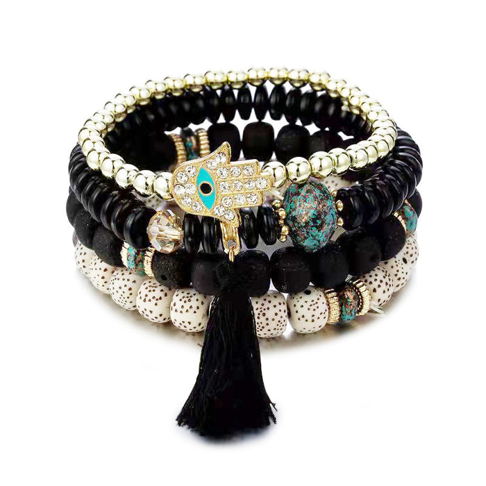 Wholesale Bohemian Evil Eye Palm Multilayer Beaded Bracelet JDC-BT-NHong011