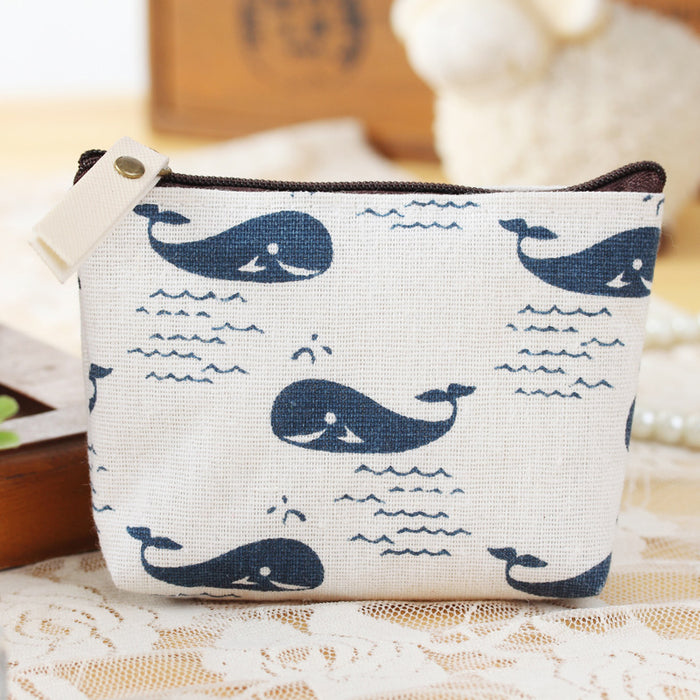 Wholesale Retro coin purse, simple and fashionable canvas cartoon key, cute card bag
